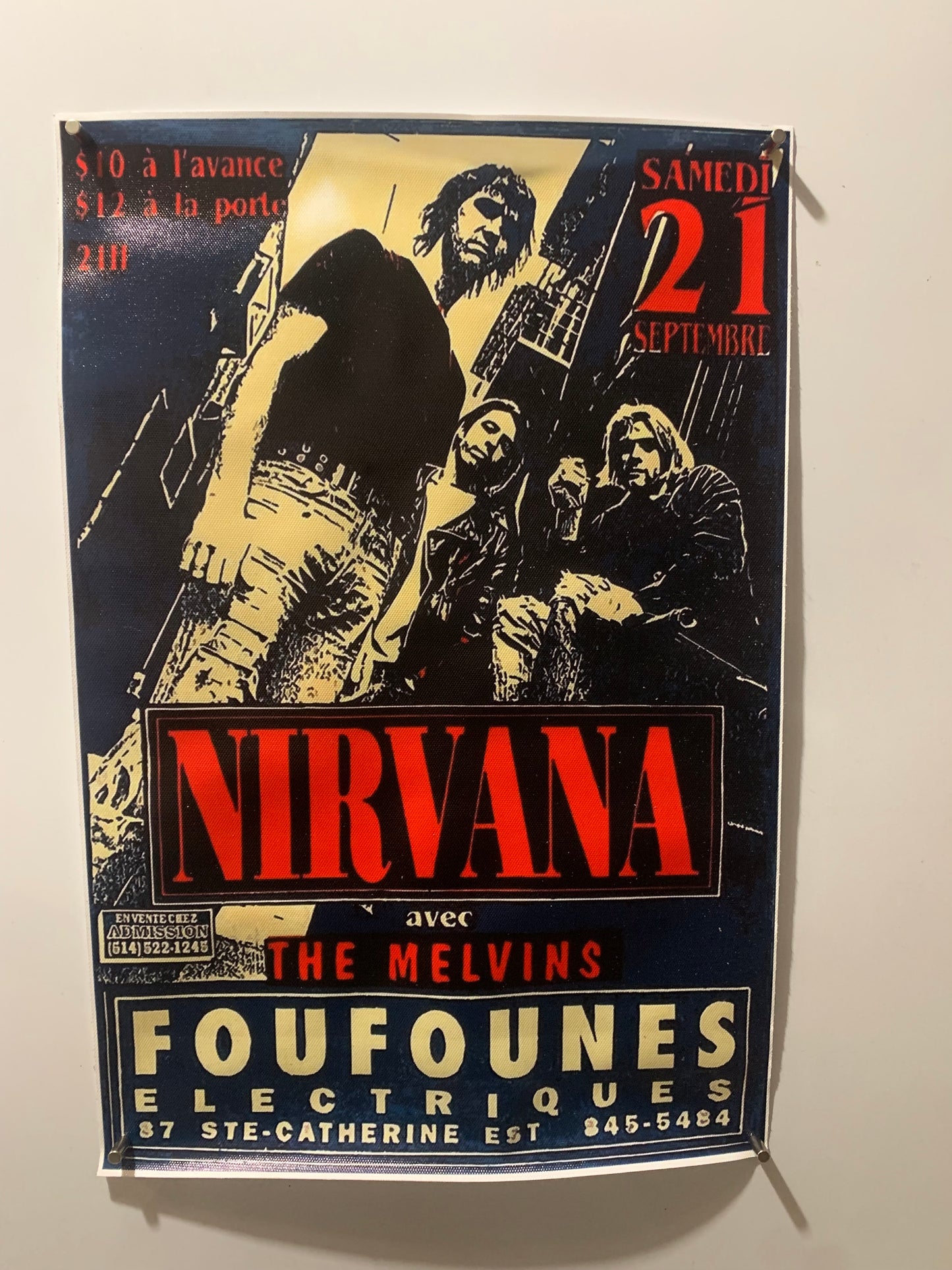 Affiche Poster en Toile - Nirvana - Foufounes Electriques, Montreal 1991 - 45/30cm