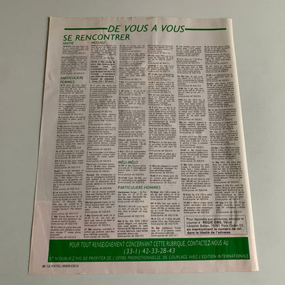 Affiche Originale Renaud - Mai 1992 Casino de Paris - Page de Magazine 30x23cm