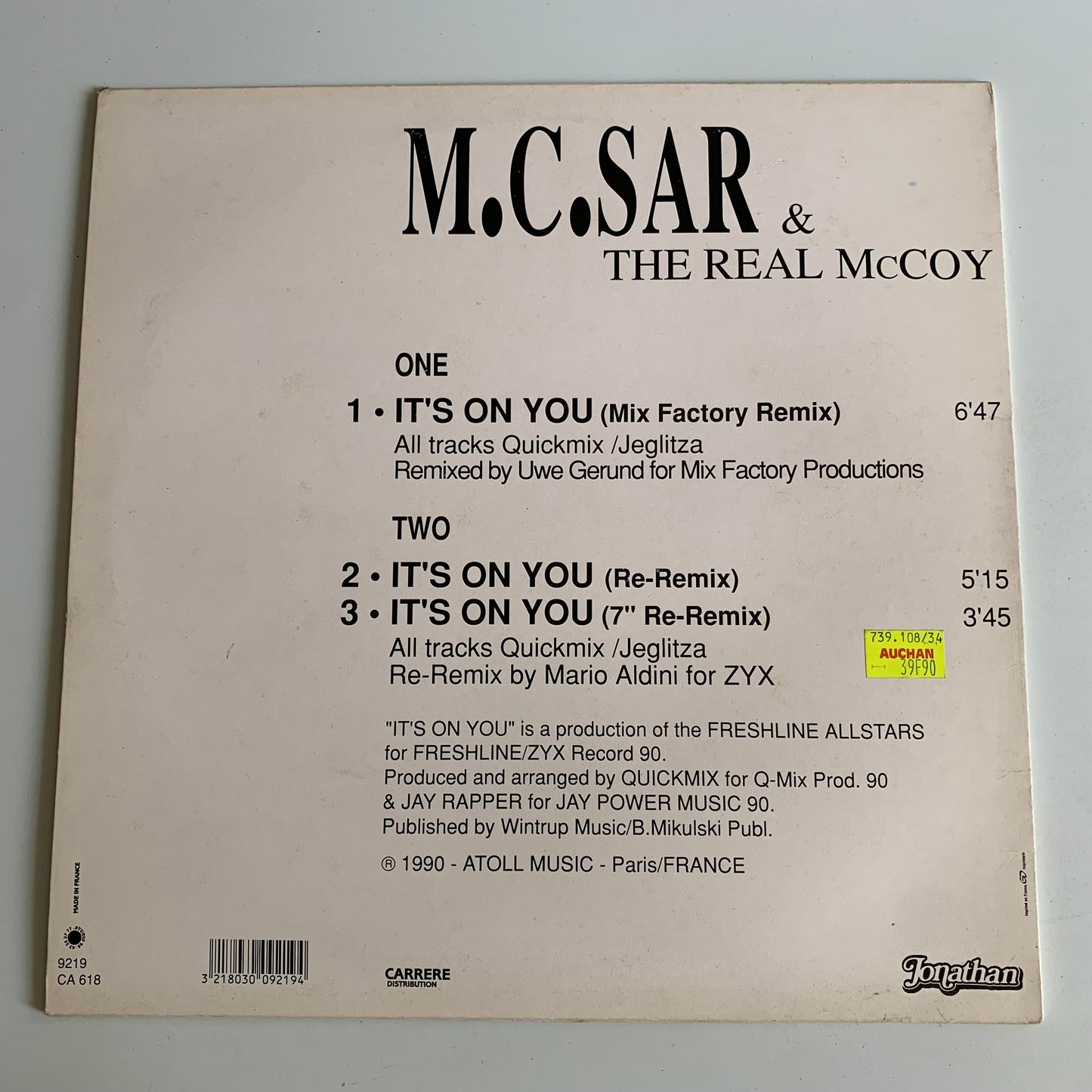 M.C. Sar & The Real McCoy - It's On You (The Re-Remixes) - Maxi 1990 Occasion