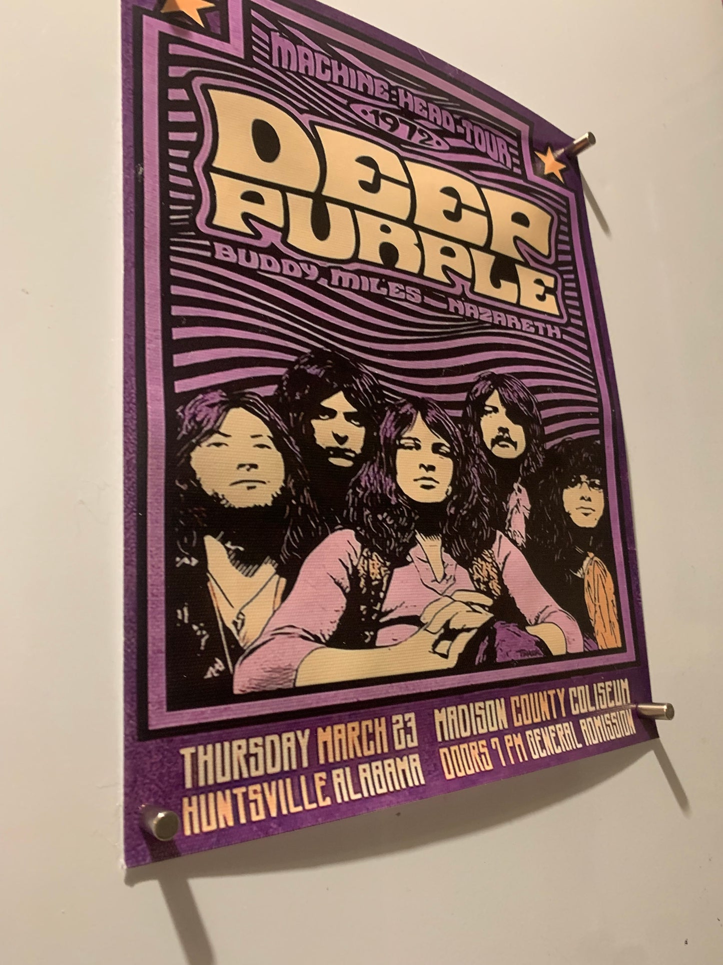 Affiche Poster en Toile - Deep Purple - Machine Head Tour 1972 - 25/20cm