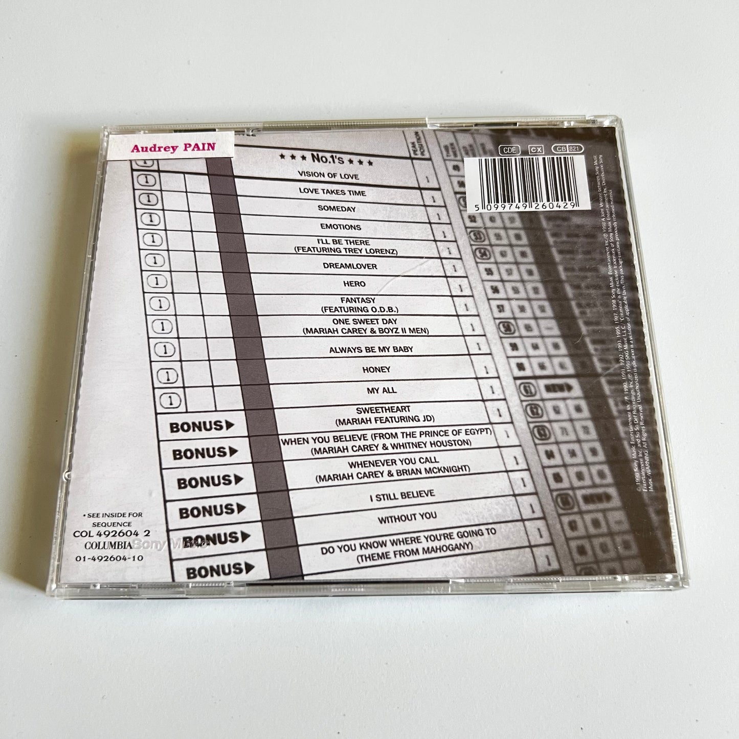 CD - Mariah Carey - #1's - 1998