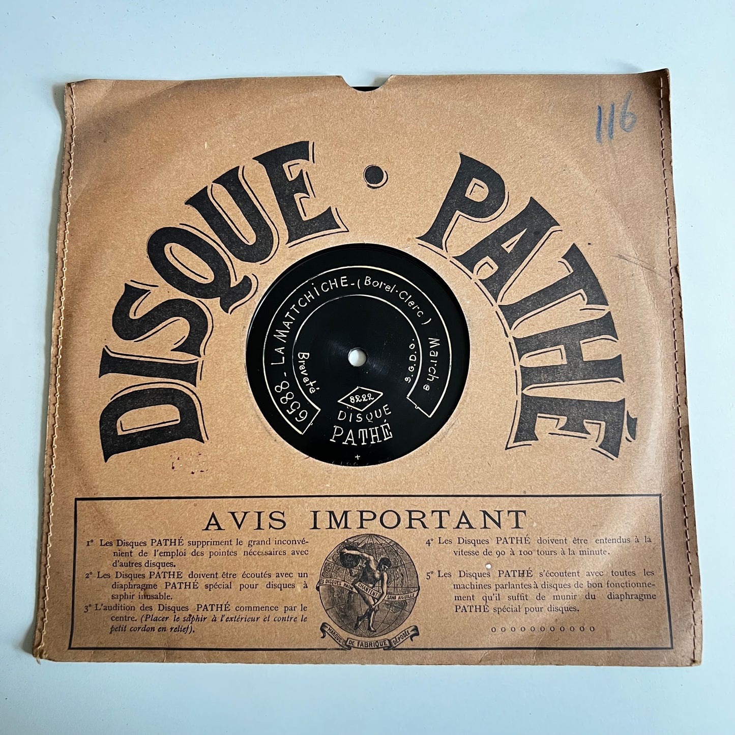 Disque Pathé - Paris - Bruxelles/ la Mattchiche - 25cm