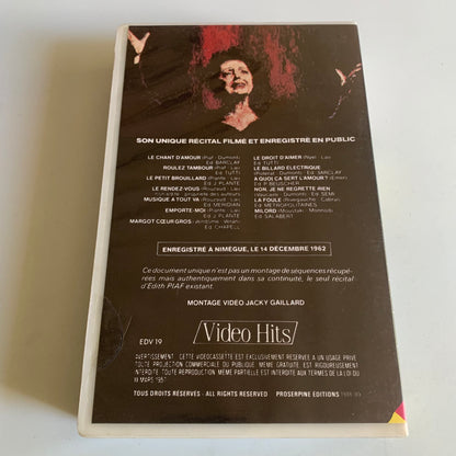 Edith Piaf - Filmé et enregisté en Public 1962 - VHS Occasion