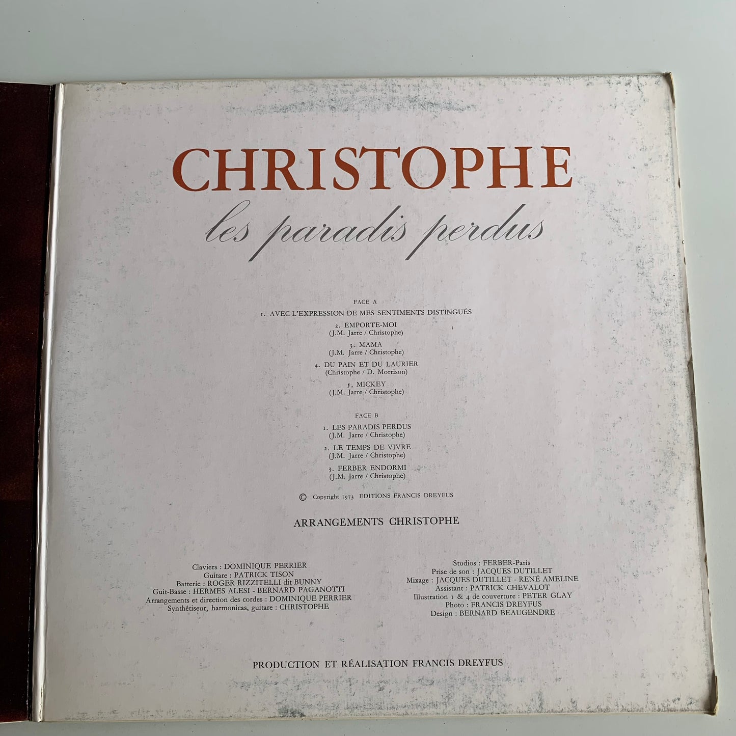 Christophe - Les Paradis Perdus - LP 1973 Occasion