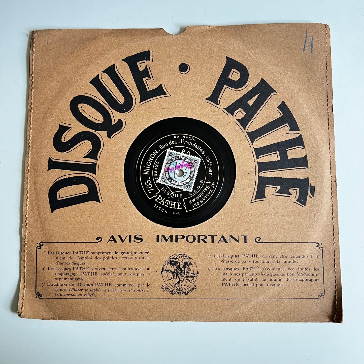 Disque Pathé - Le Caïd - Mignon - 25cm