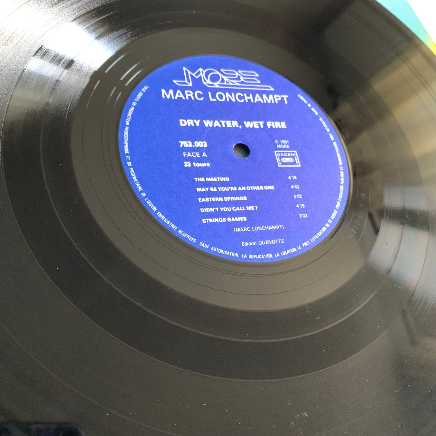 Marc Lonchampt - Dry Water, Wet Fire - LP 1981