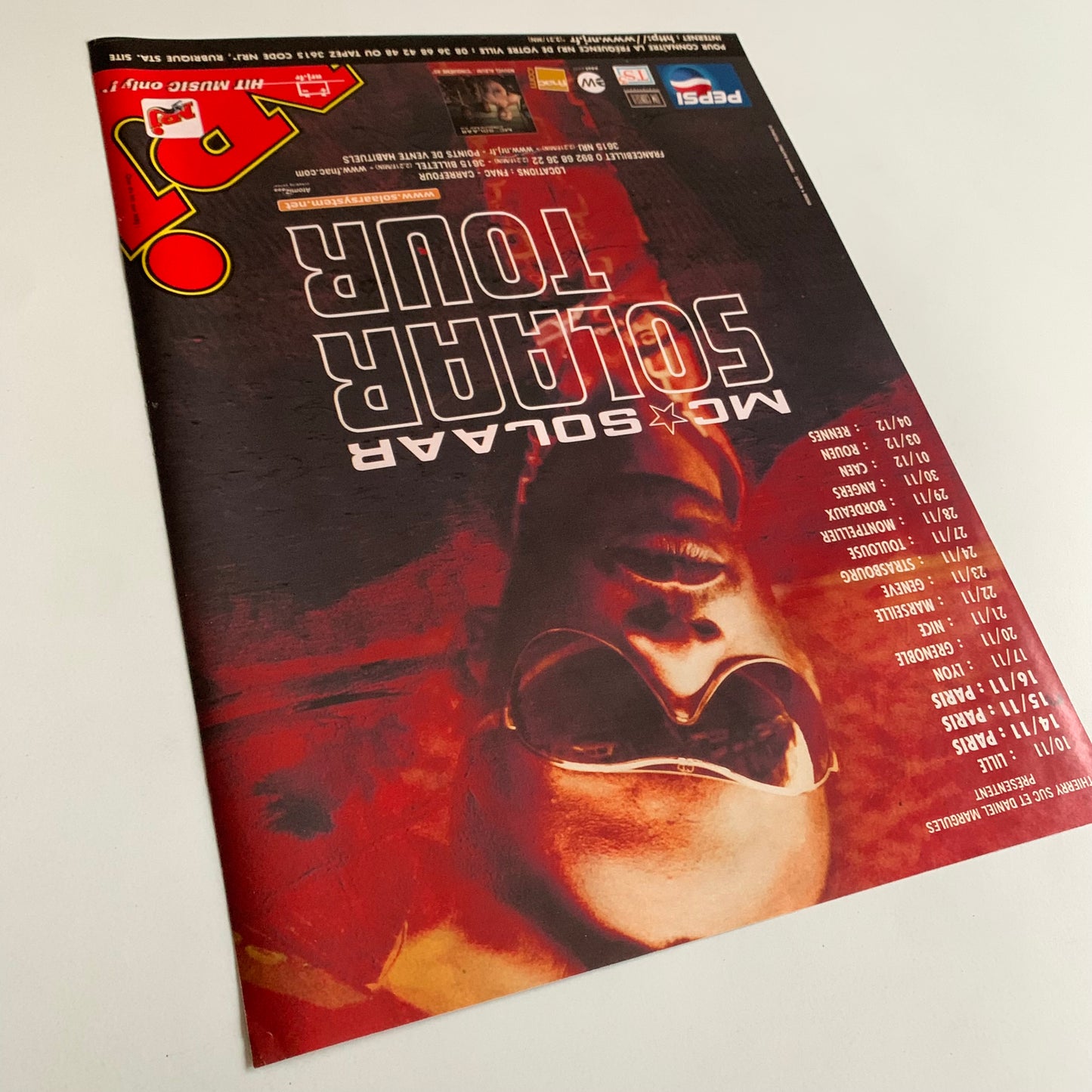 Affiche Originale Mc Solaar - Concert Tour 2001 - Page de Magazine 30x23cm