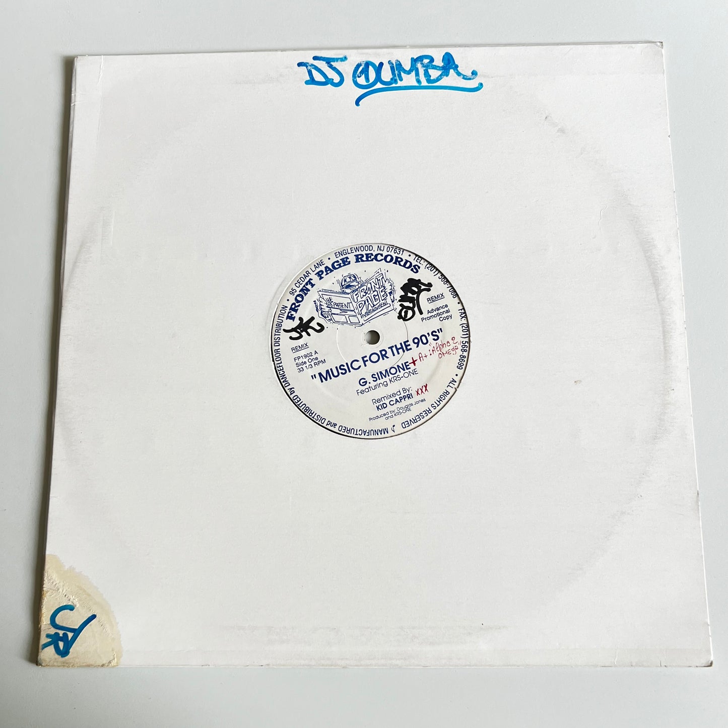 G. Simone - KRS-One - Music For The 90's - Single Promo 1994
