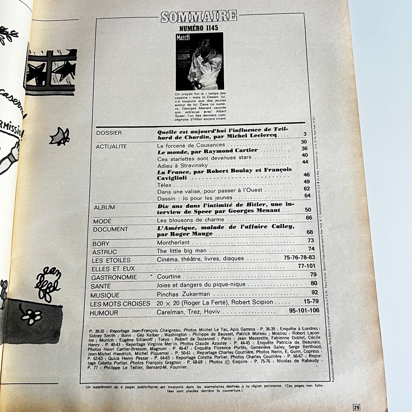 Paris Match - Jo Dassin - Nº 1145 17 Avril 1971