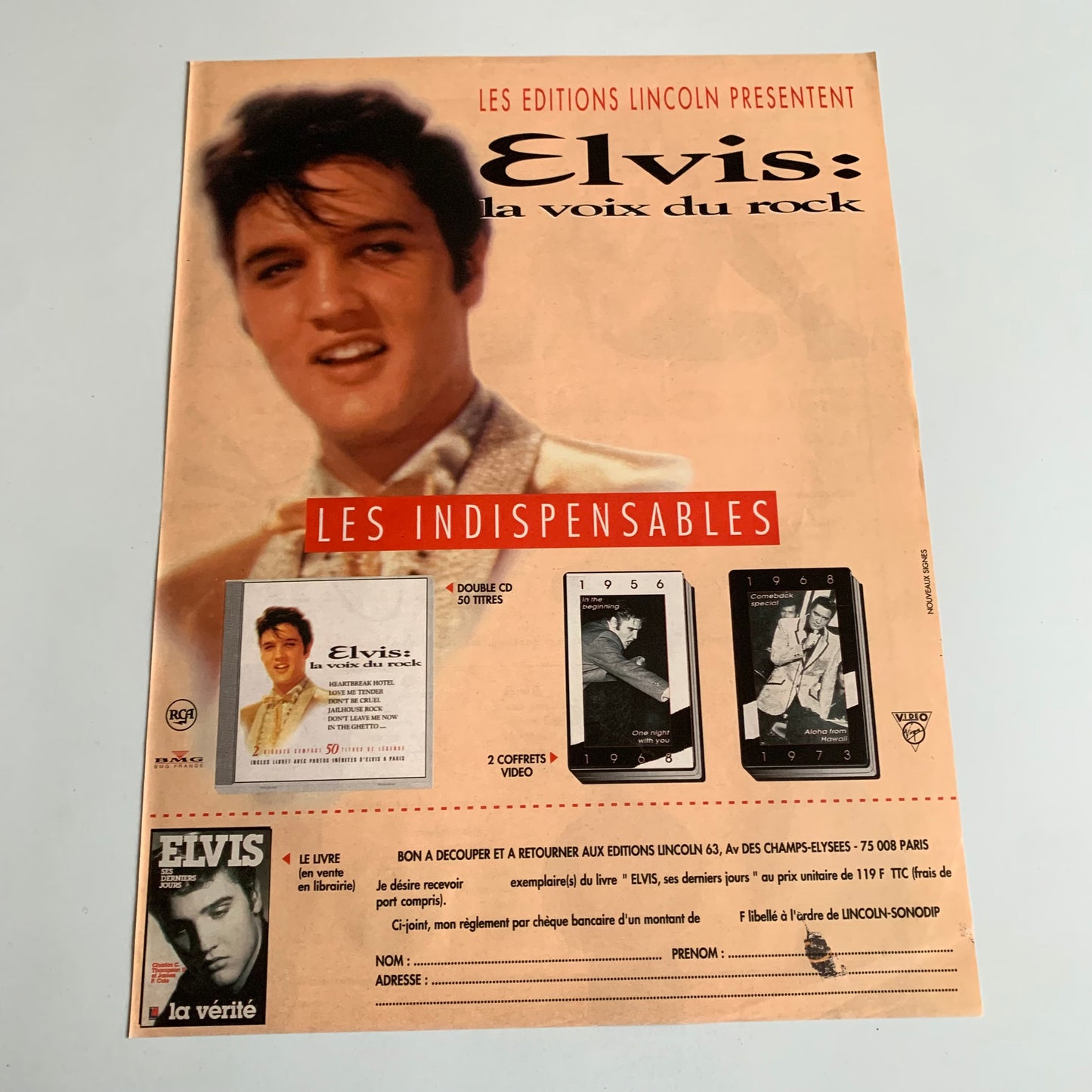 Affiche Originale Elvis - 1992 - Page de Magazine 30x23cm