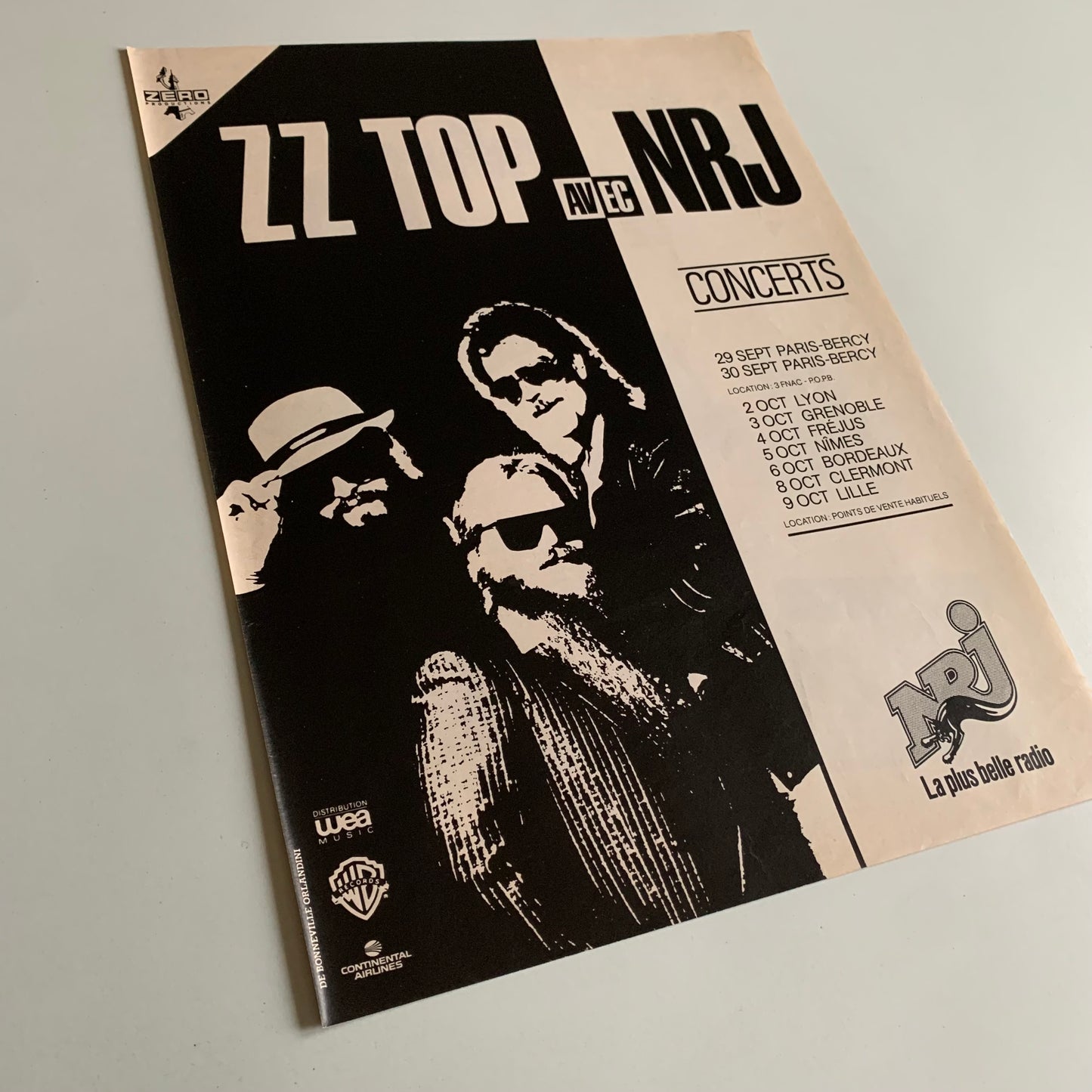 Affiche Originale ZZ Top - Concert 1986 - Page de Magazine 30x23cm