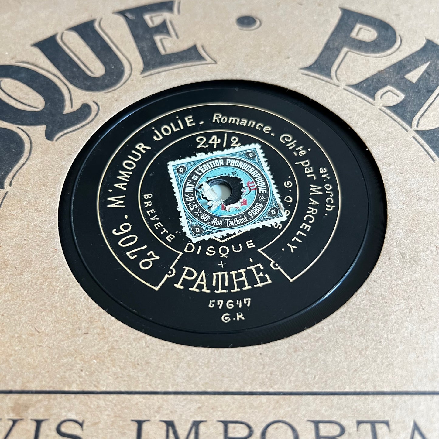 Disque Pathé - M’Amour Jolie / Hop Eh Ah Di Ohé - 25cm