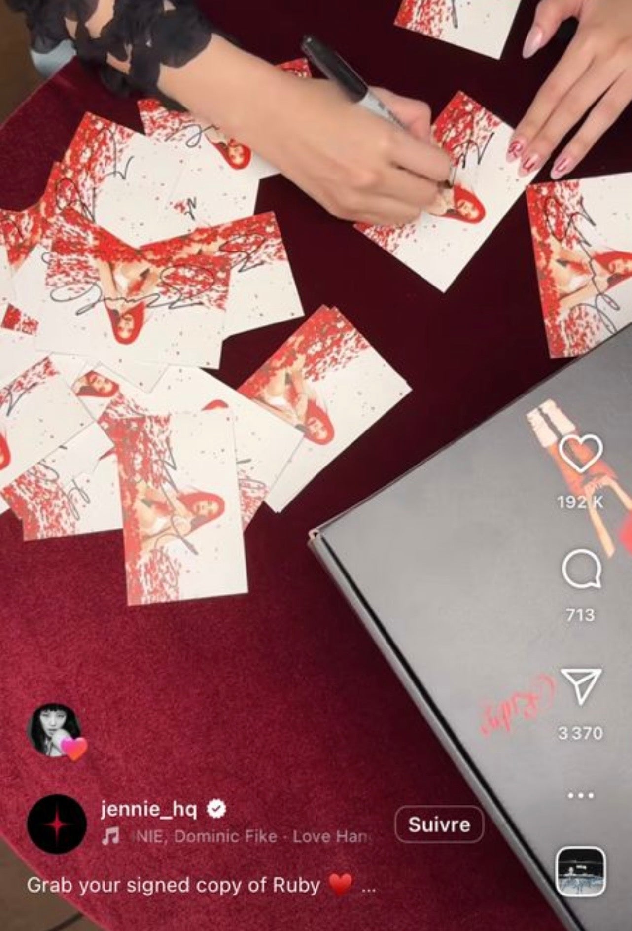 Jennie - Ruby - Blackpink - Photocard Carte Dédicacé Signed
