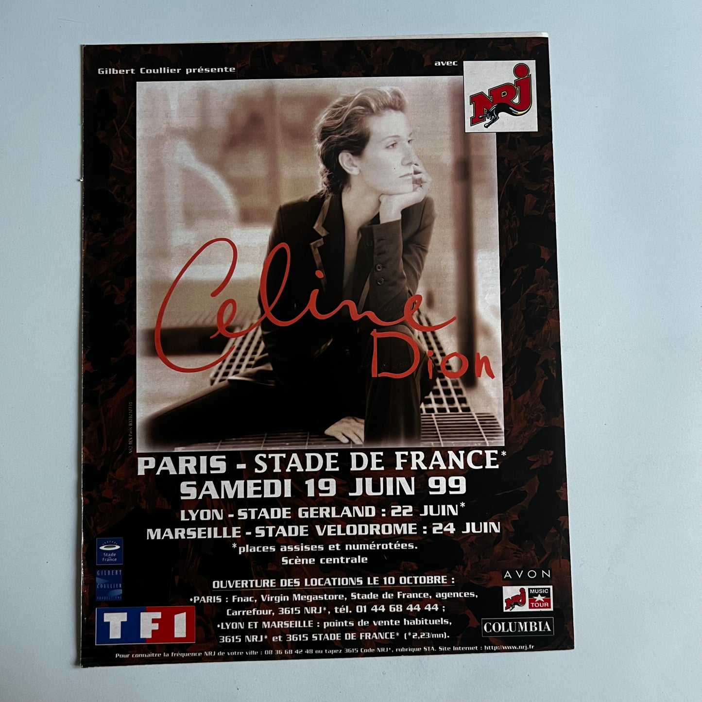 Affiche Originale Concert Céline Dion 1999 - Page de Magazine 30x23cm