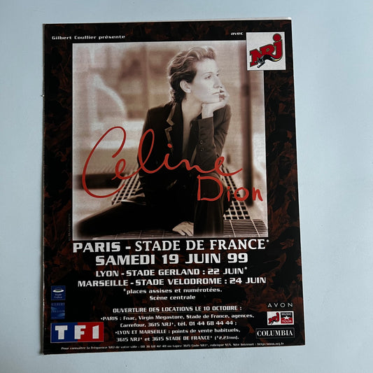 Affiche Originale Concert Céline Dion 1999 - Page de Magazine 30x23cm