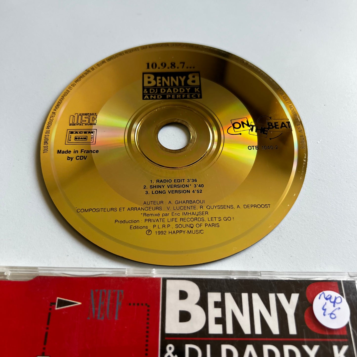 CD - Benny B - DJ Daddy K - Perfect - Dix, Neuf, Huit - Single 1992