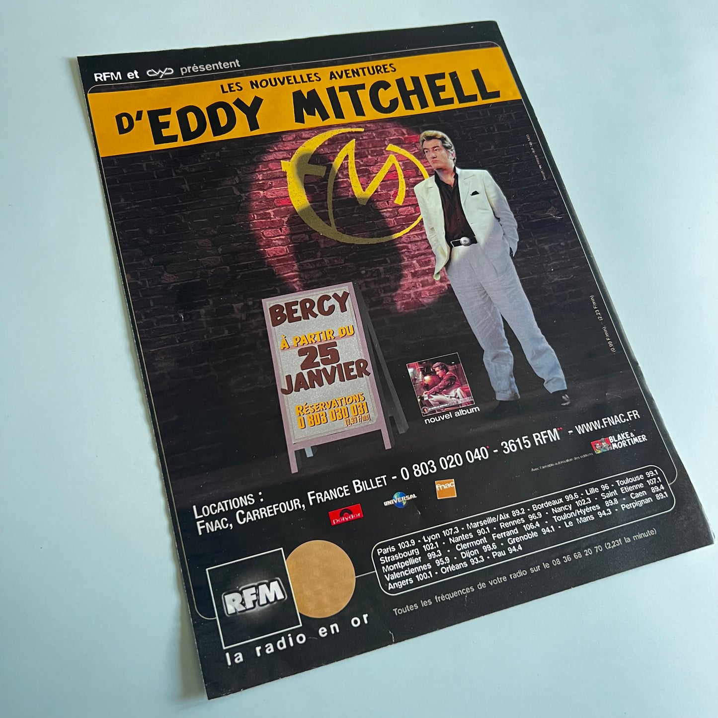 Affiche Originale Concert Eddy Mitchell 2000 - Page de Magazine 30x23cm