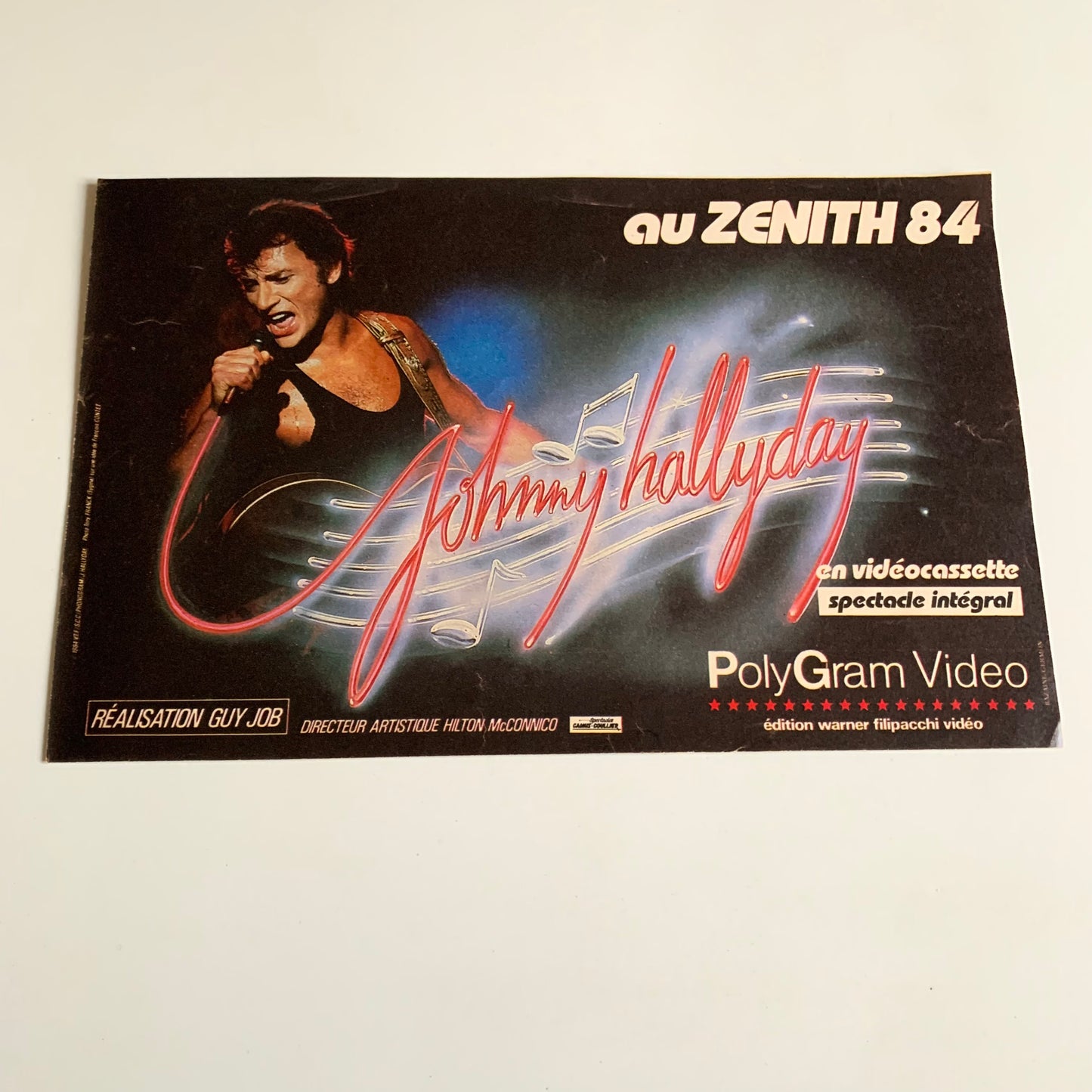 Affiche Originale Johnny Hallyday - Concert Zénith 1984 - Page de Magazine 23x15cm