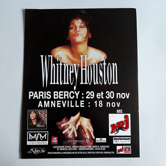 Affiche Originale Concert Whitney Houston 1993 - Page de Magazine 30x23cm