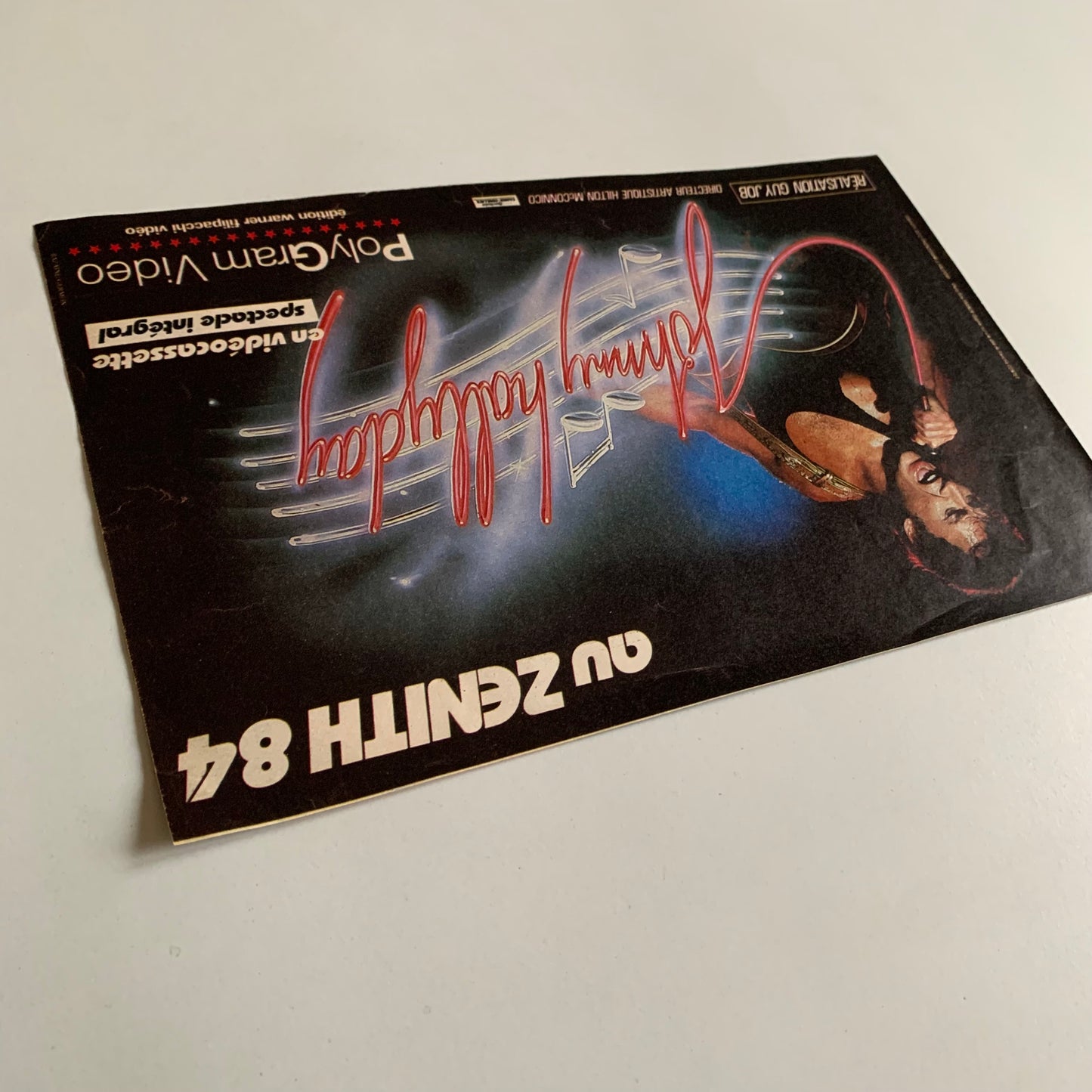 Affiche Originale Johnny Hallyday - Concert Zénith 1984 - Page de Magazine 23x15cm