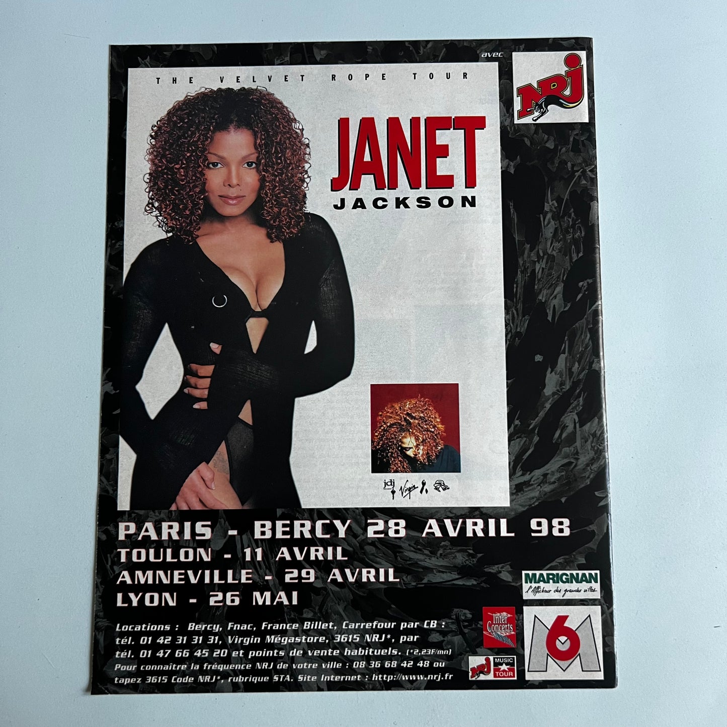 Affiche Originale Concert Janet Jackson 1998 - Page de Magazine 30x23cm