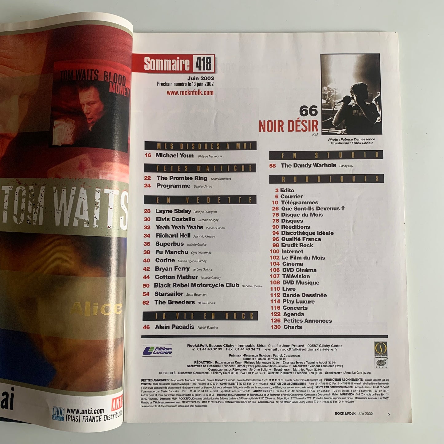 Magazine Rock & Folk - Nº418 Juin 2002