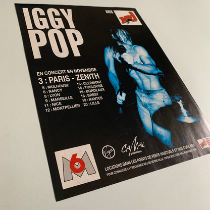 Affiche Originale Iggy Pop - Concert 1995 - Page de Magazine 30x23cm