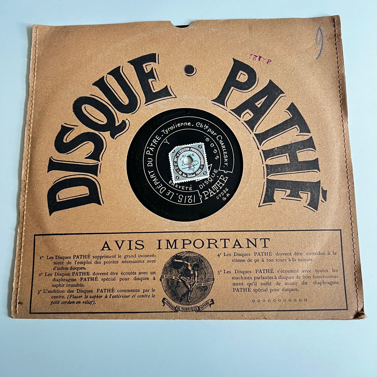 Disque Pathé - Le Départ Du Pâtre / Le Roi Des Tyroliens - 25cm