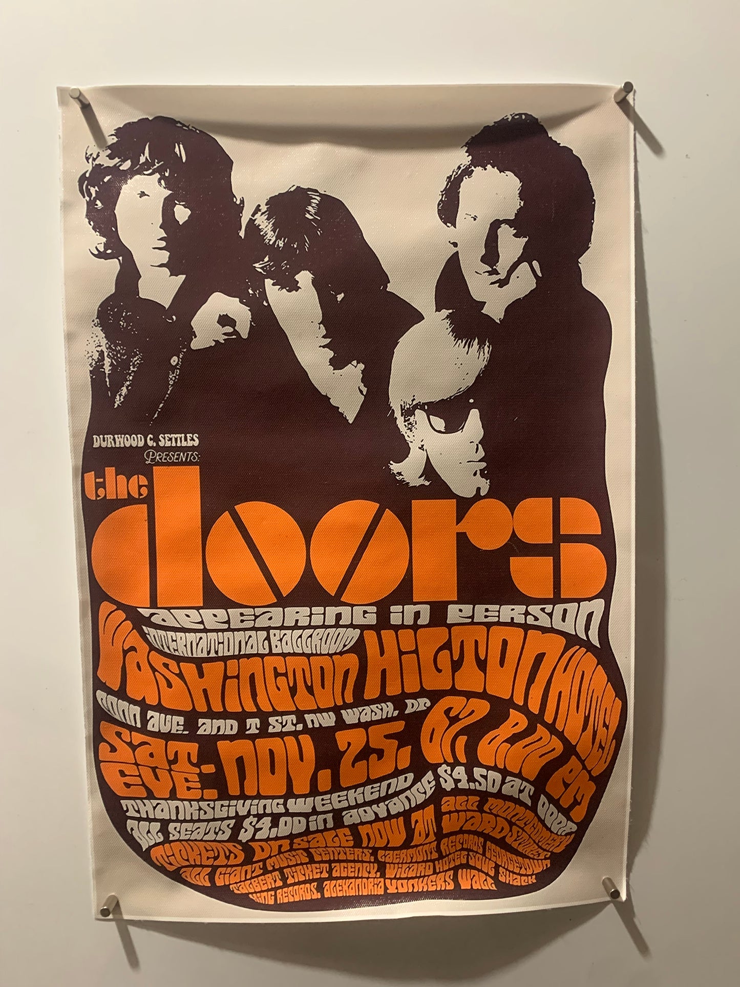Affiche Poster en Toile - The Doors -  At Hilton 1967 - 45/30cm