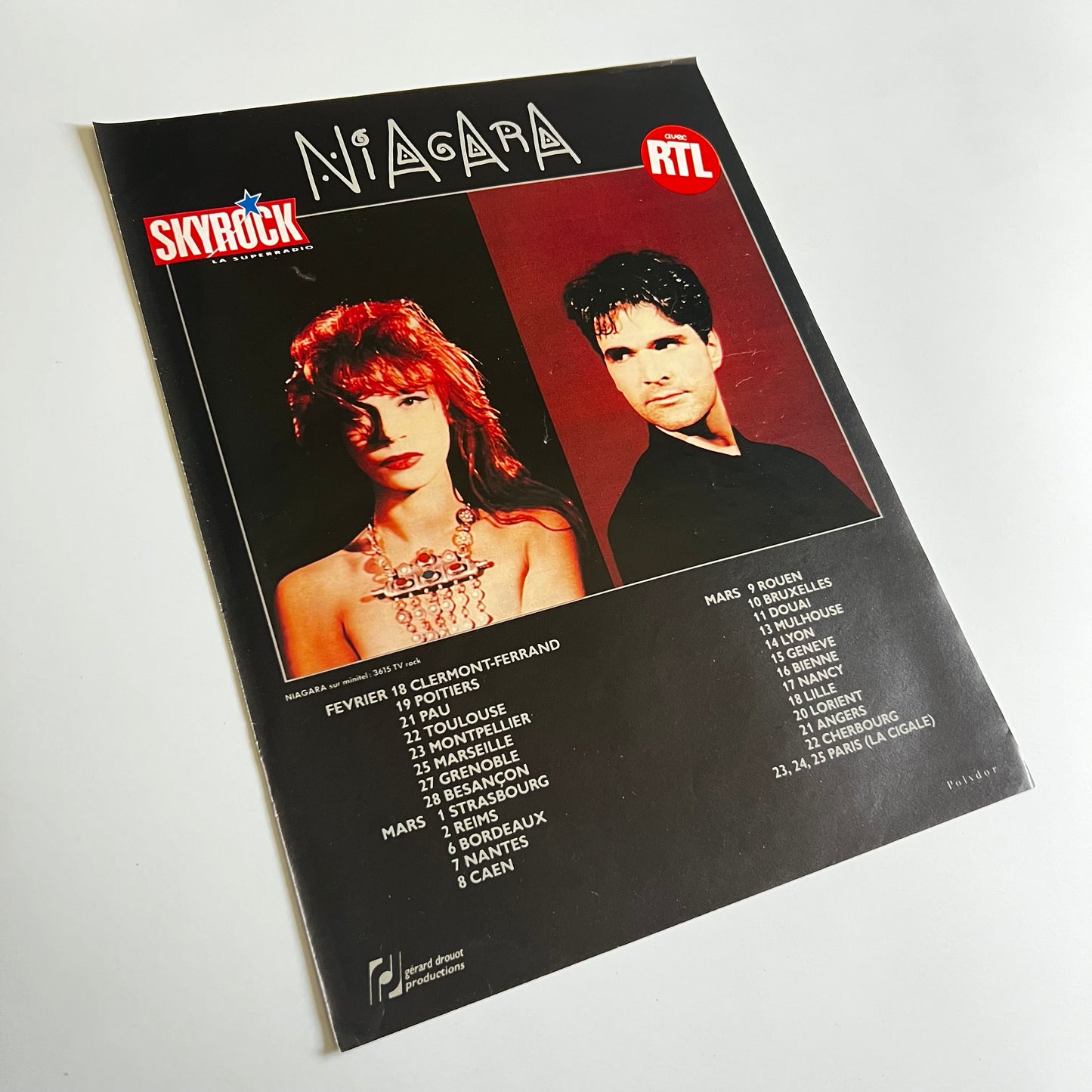 Affiche Originale Concert Niagara 1989 - Page de Magazine 30x23cm