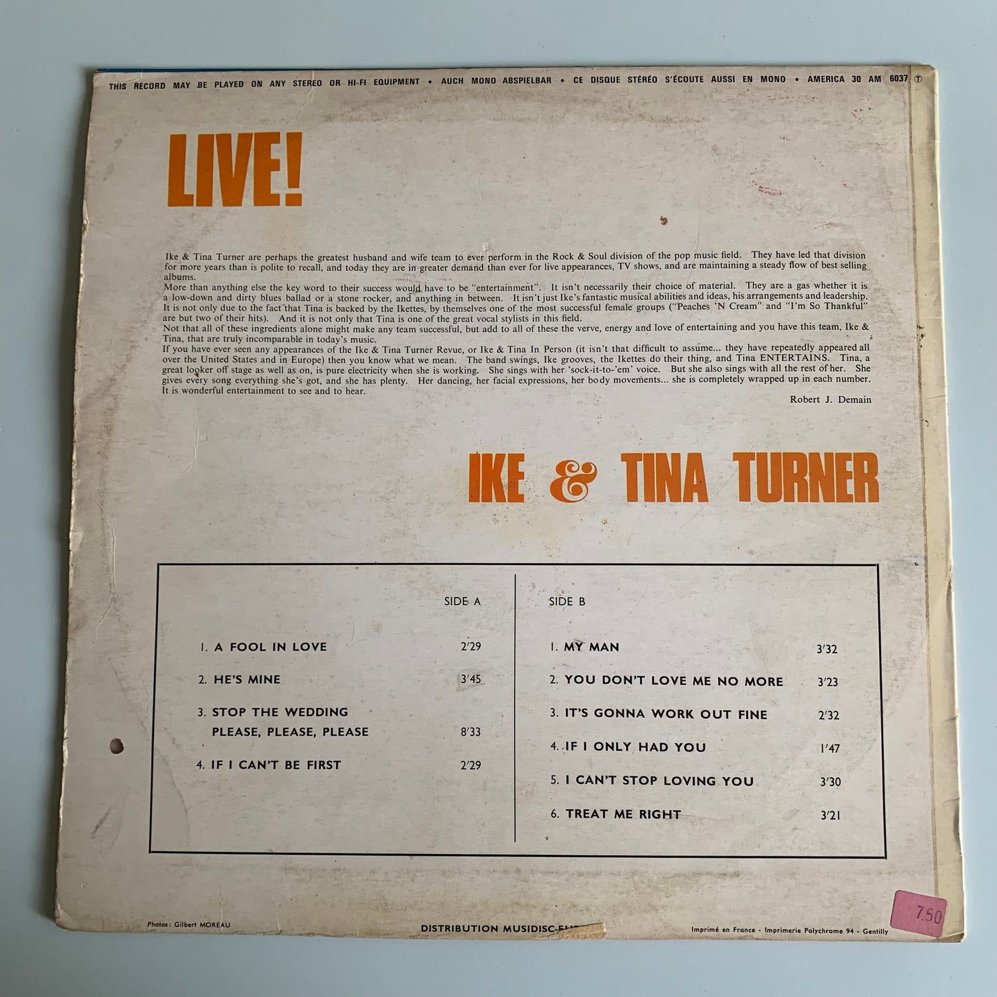 Ike & Tina Turner - Live! - LP 1971 Occasion