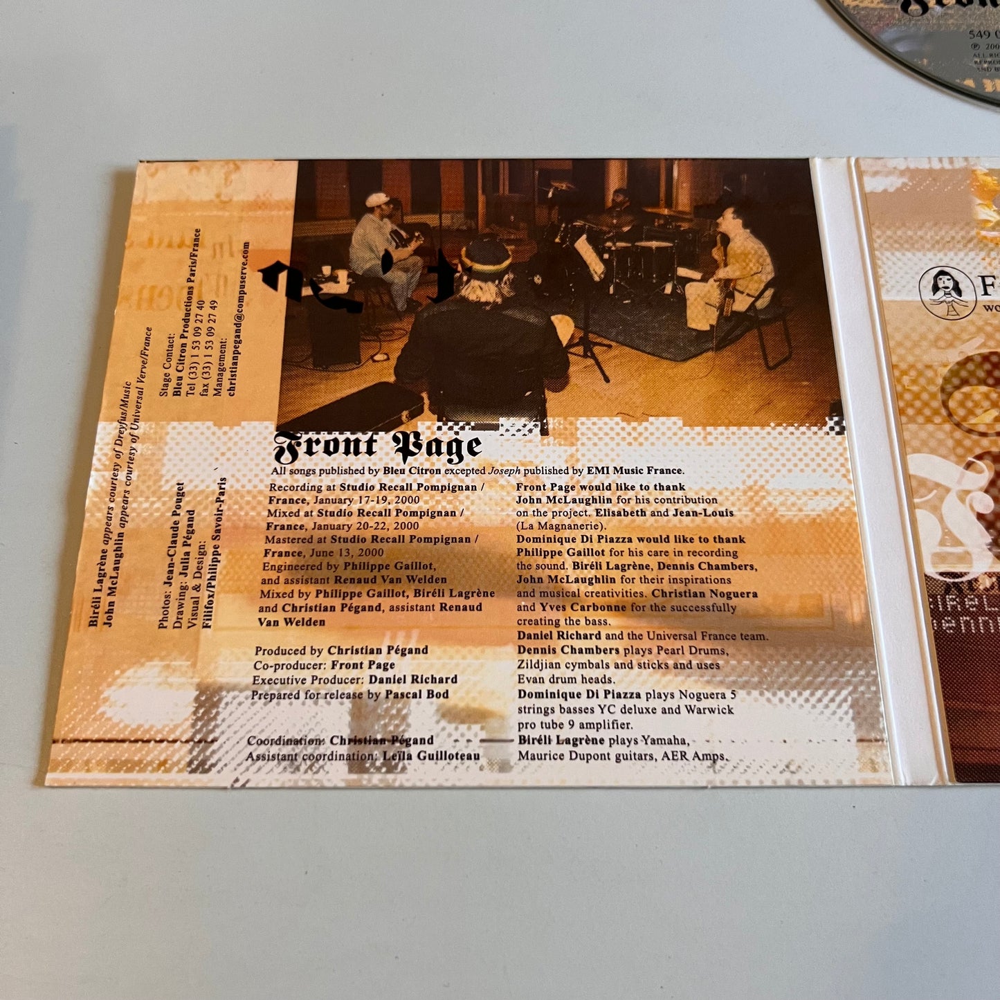 CD - Front Page - Biréli Lagrène - Dominique Di Piazza - Dennis Chambers - Front Page - 2000