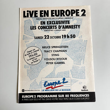 Affiche Originale Live En Europe 2 - Page de Magazine 30x23cm