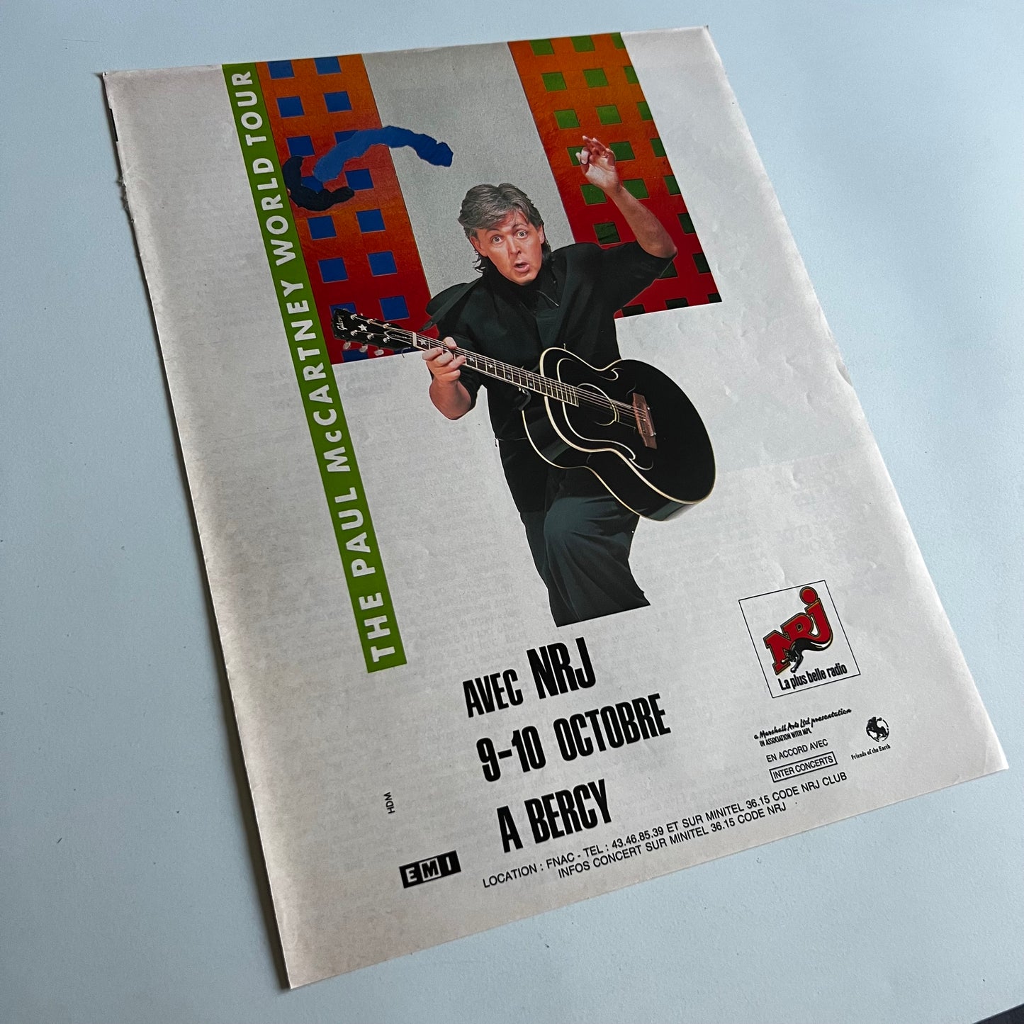 Affiche Originale Concert Paul McCartney 1989 - Page de Magazine 30x23cm