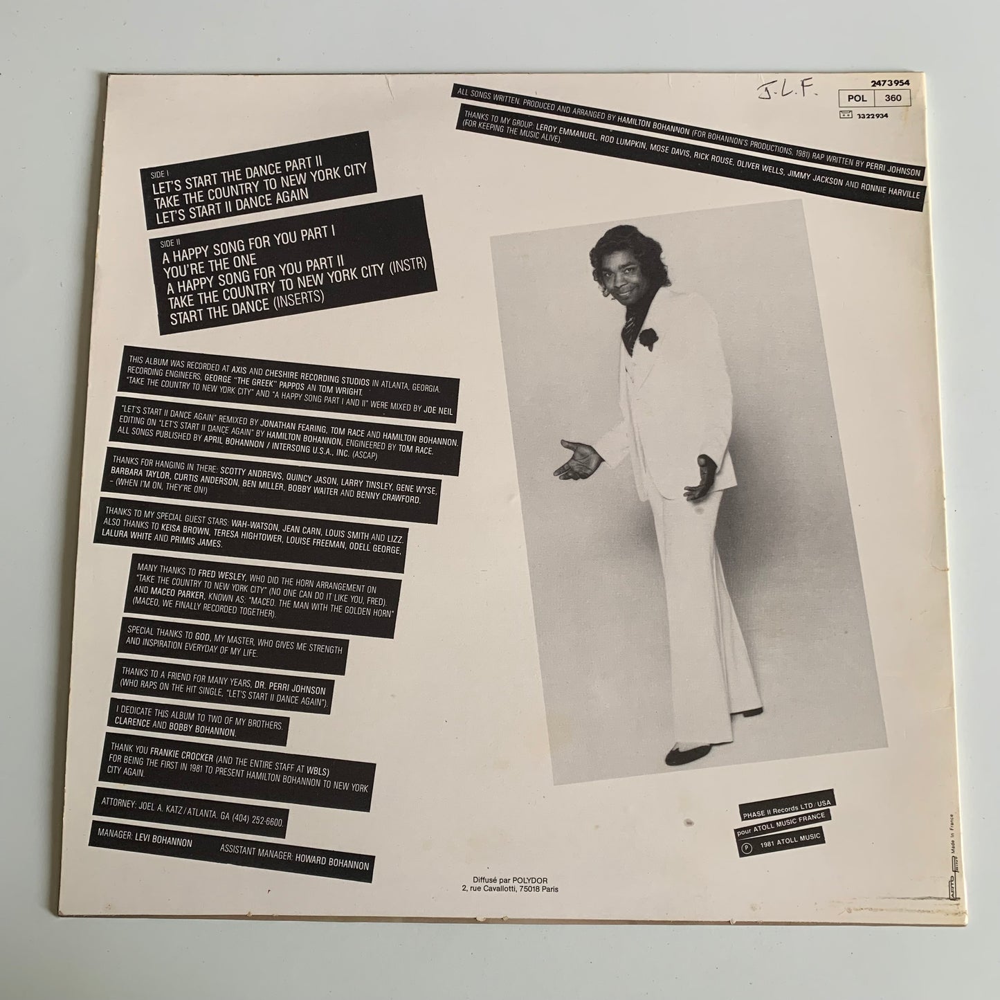 Bohannon - Alive - LP 1981 Occasion