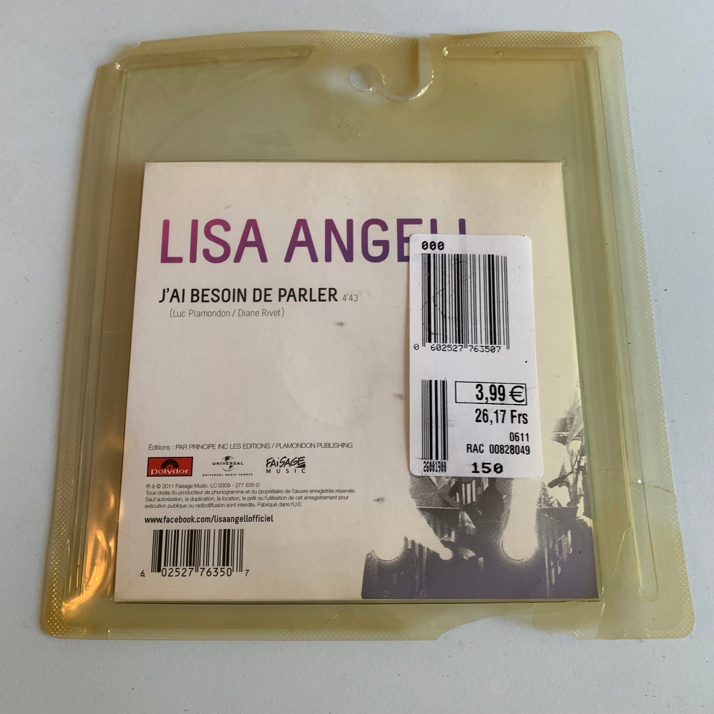 CD - Lisa Angell - J'ai Besoin De Parler - Single 2011 Neuf