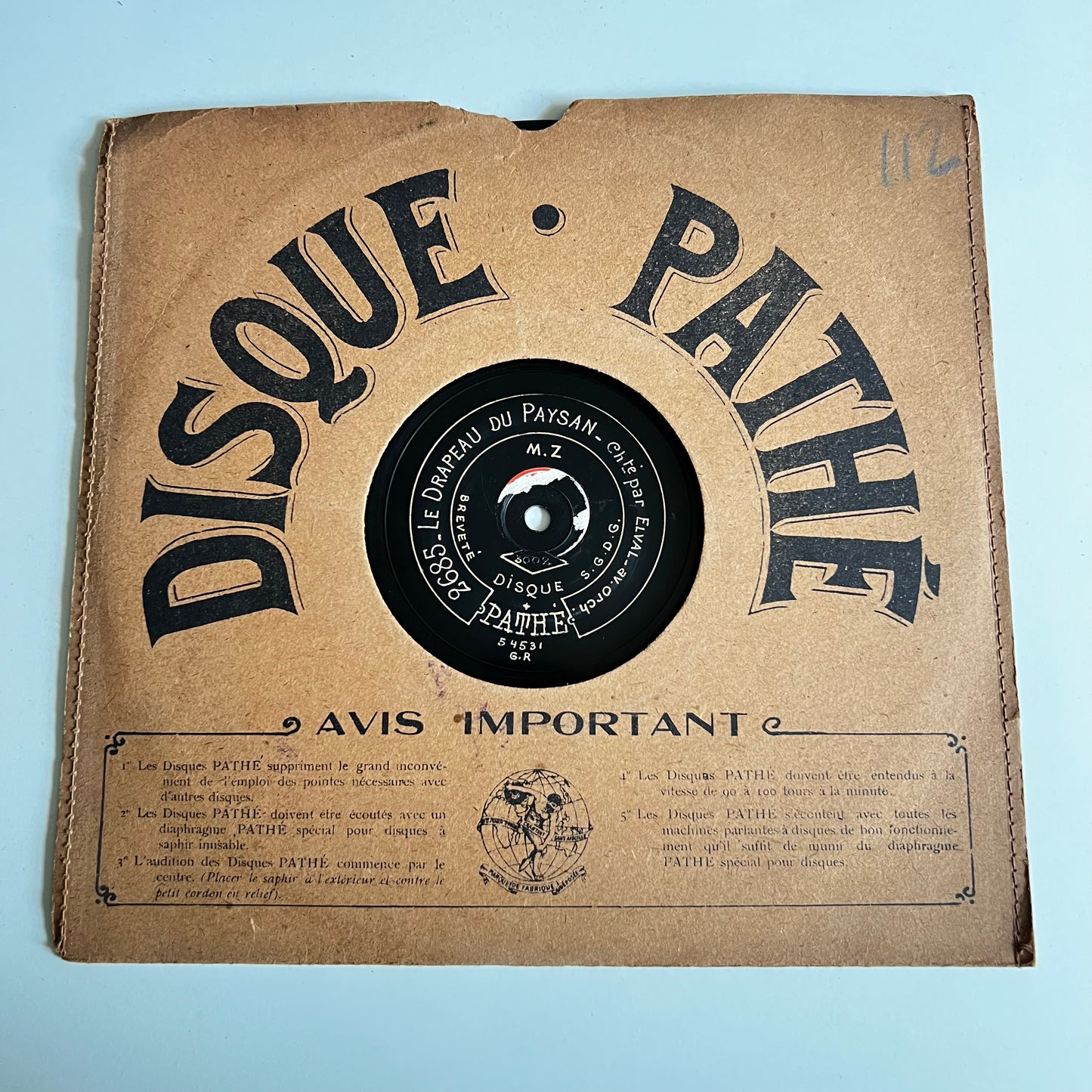 Disque Pathé - L’Angelus De La Mer - Le Drapeau Du Paysan - 25cm