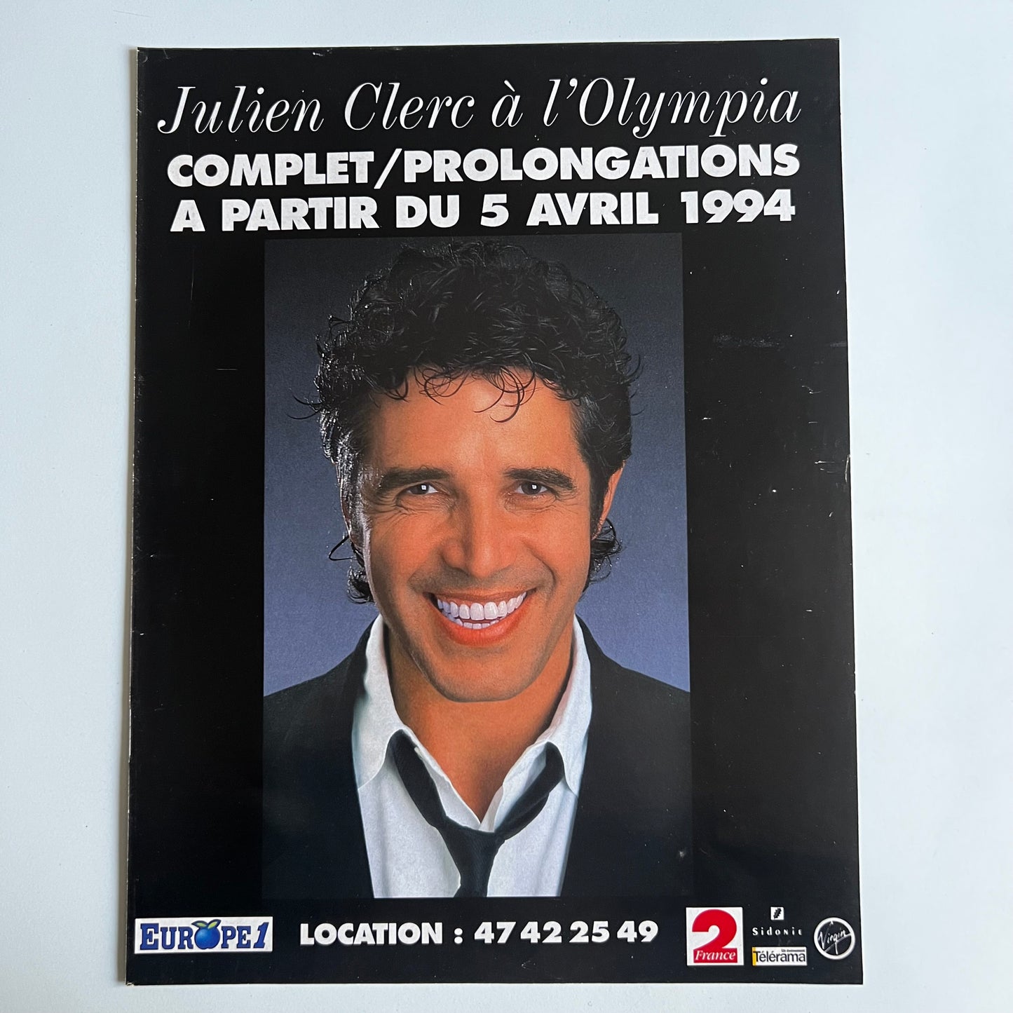 Affiche Originale Concert Julien Clerc 1994 - Page de Magazine 30x23cm