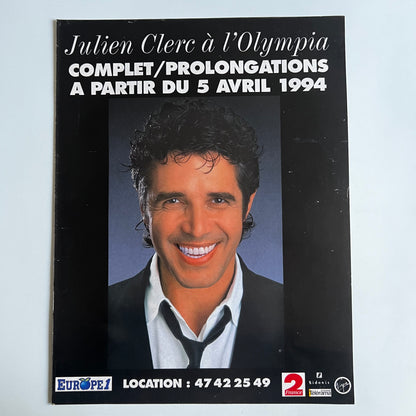 Affiche Originale Concert Julien Clerc 1994 - Page de Magazine 30x23cm