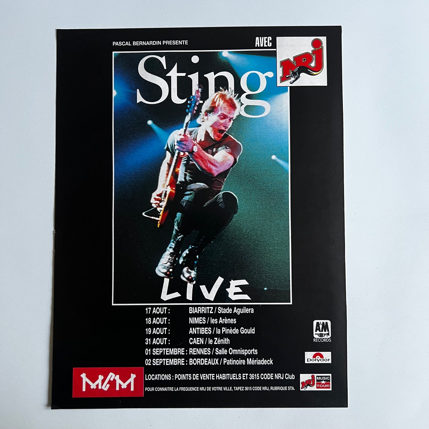 Affiche Originale Concert Sting 1993 - Page de Magazine 30x23cm