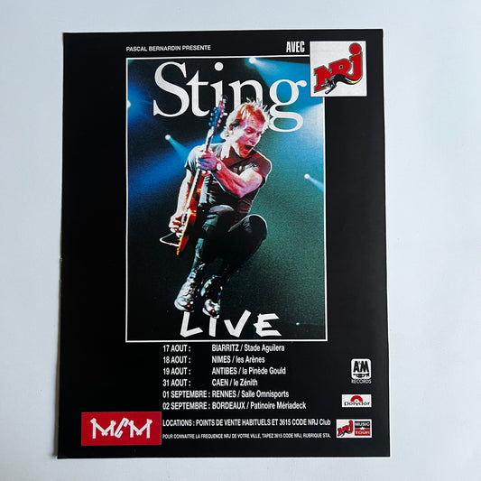 Affiche Originale Concert Sting 1993 - Page de Magazine 30x23cm