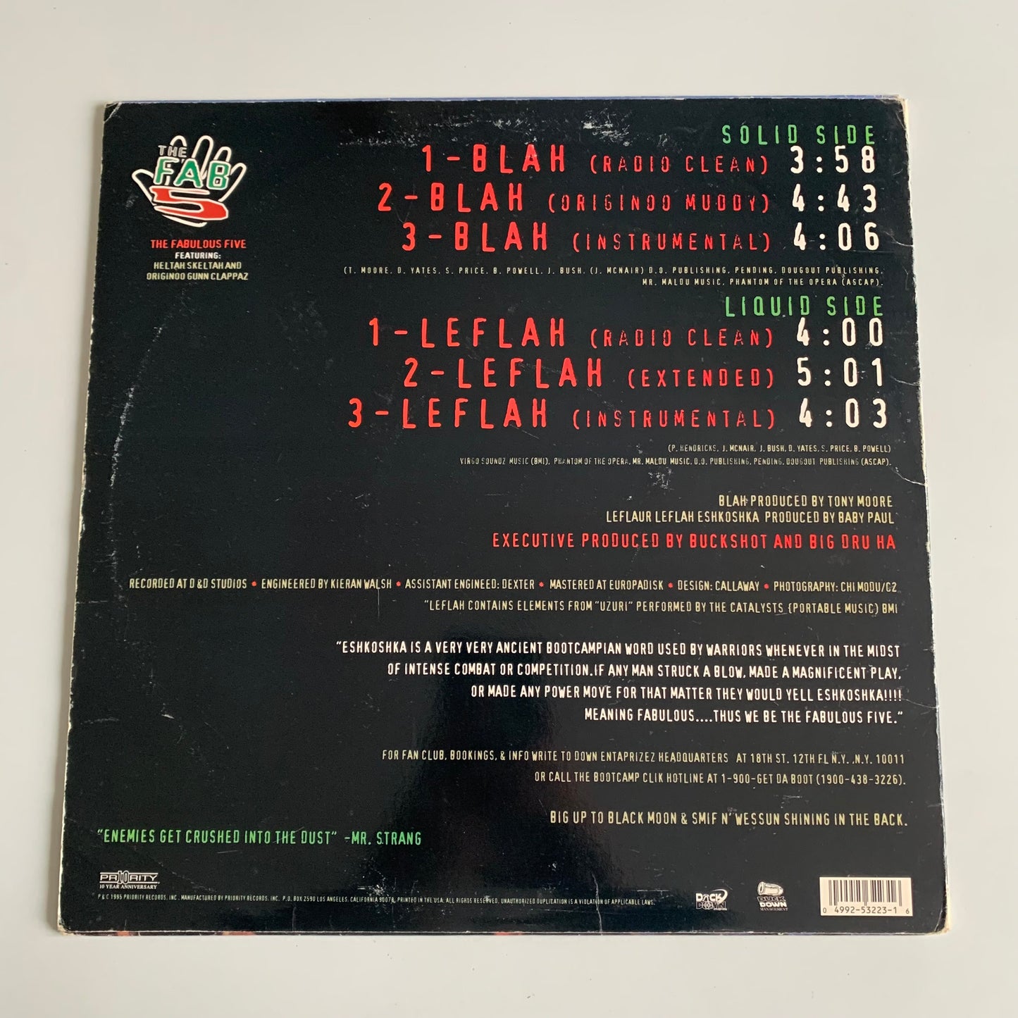 The Fabulous Five - Heltah Skeltah - Originoo Gunn Clappaz - Blah / Leflah - Single 1995