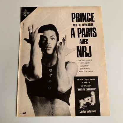 Affiche Originale Prince - Zénith 25 Août 1986 - Page de Magazine 30x23cm