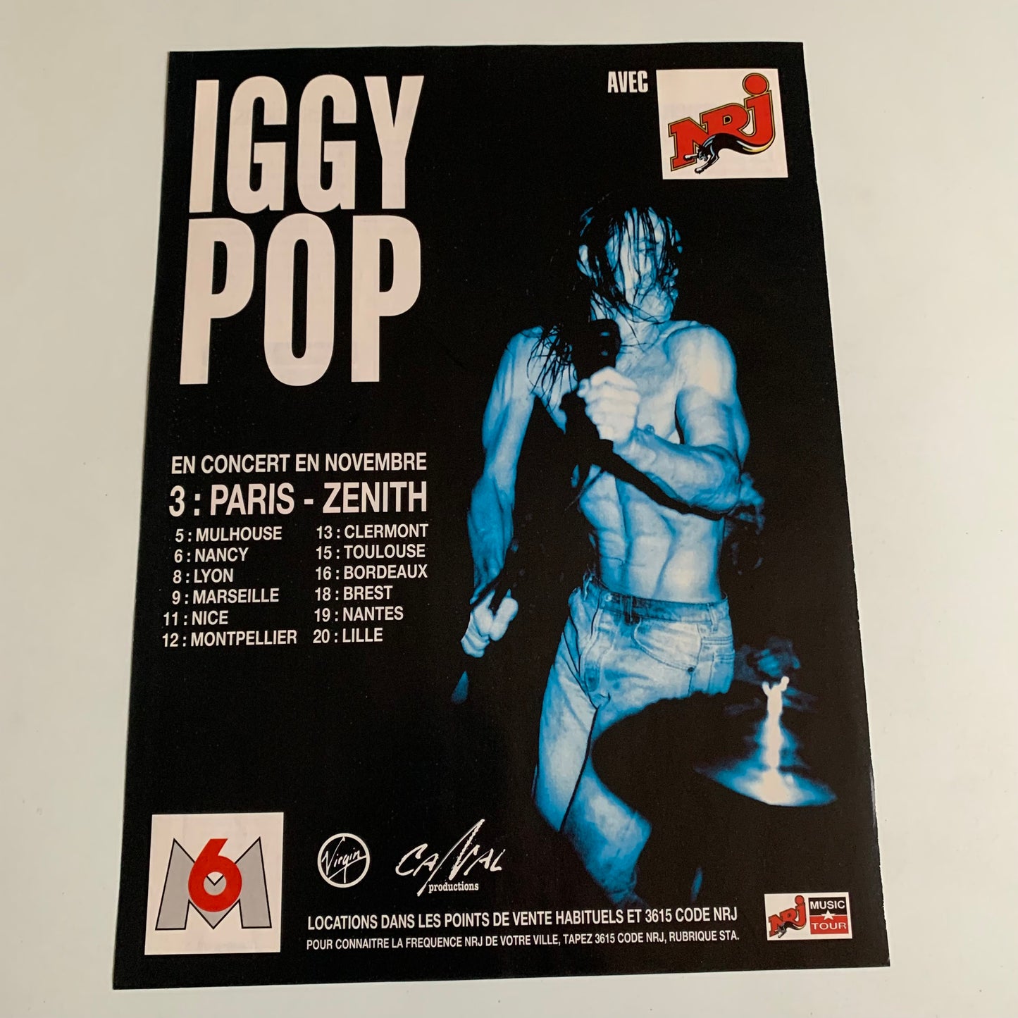 Affiche Originale Iggy Pop - Concert 1995 - Page de Magazine 30x23cm