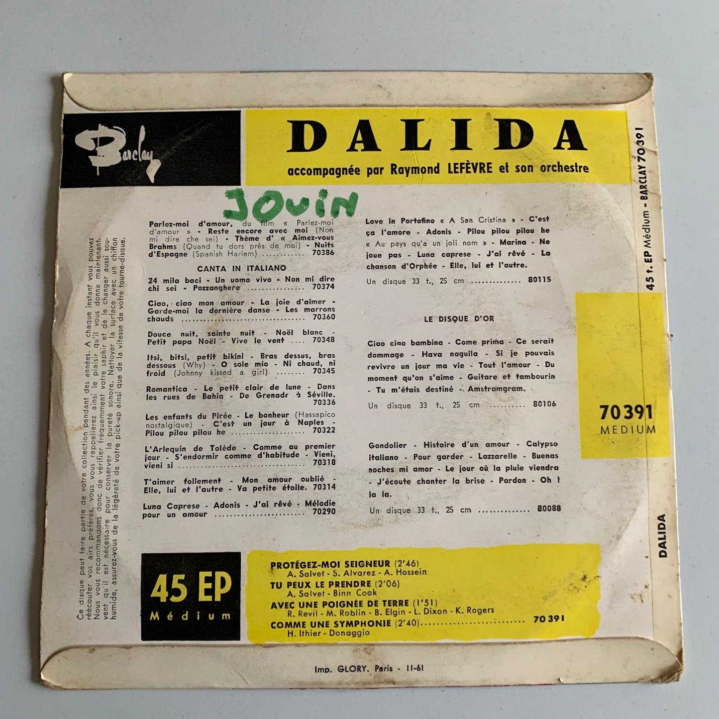 Dalida - Protégez-moi Seigneur - Single 1961 Occasion