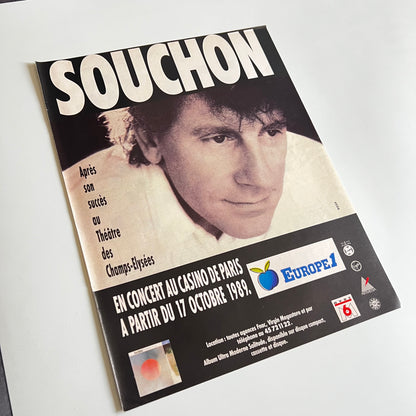 Affiche Originale Concert Alain Souchon 1989 - Page de Magazine 30x23cm