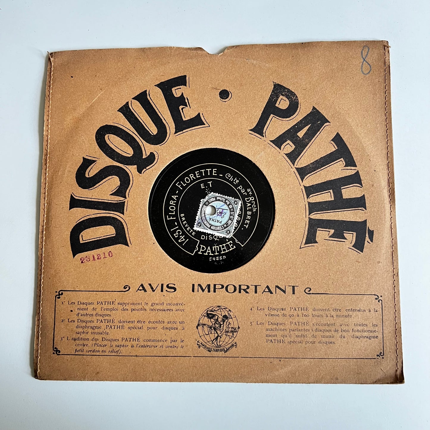 Disque Pathé - Souvenirs De Venise / Flora - Florette - 25cm