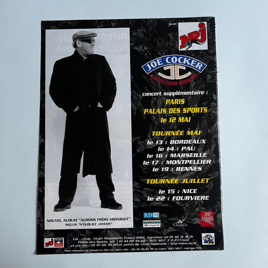 Affiche Originale Concert Joe Cocker 1998 - Page de Magazine 30x23cm
