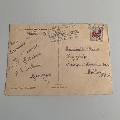 Johnny Hallyday - Carte Postale Timbrée 1963