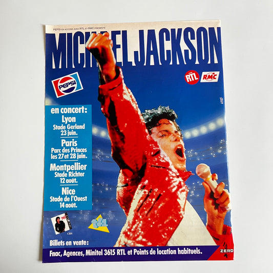 Affiche Originale Concert Michael Jackson 1988 - Page de Magazine 30x23cm